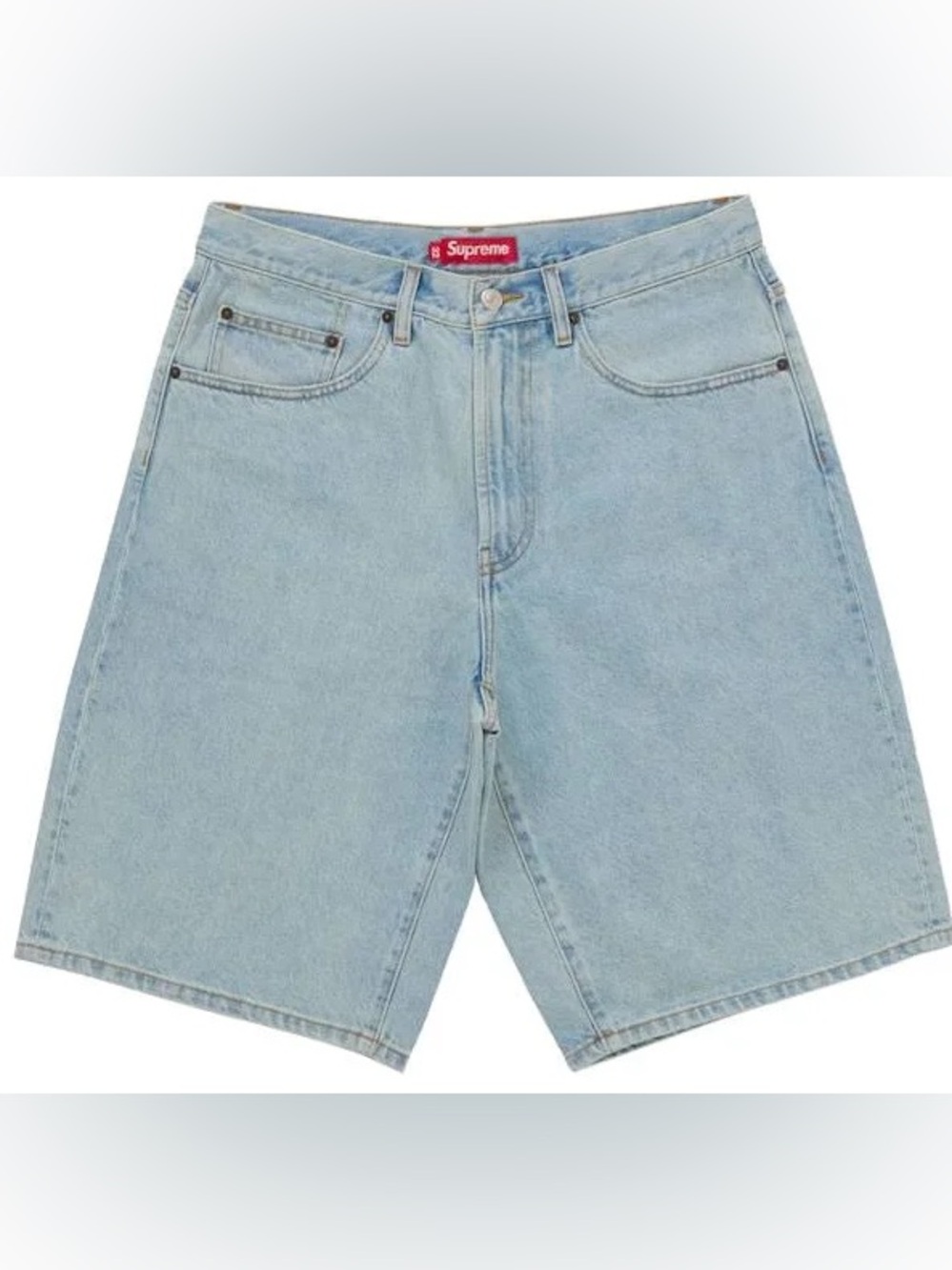 Supreme Light Wash Denim Shorts in Pale Blue